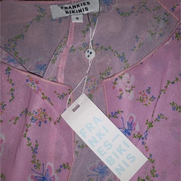 NWT Frankie's Bikinis "Molly" Cottagecore Barbie Ditsy Floral Sheer Top Size S - Picture 6 of 7